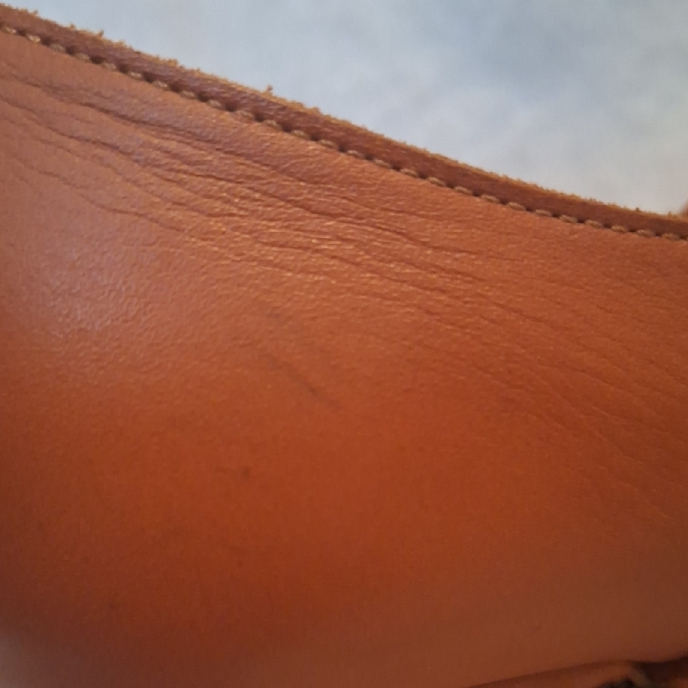 Leather Buckle Clog Heels in Cognac Brown - Picture 11 of 12